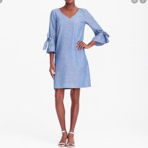 J. Crew Cotton Chambray Bell Sleeve Dress Size S
